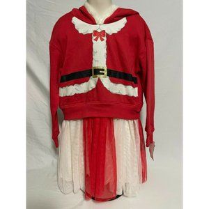 NWT Girls' Santa Tulle Sweatshirt Dress - Red, Small (6/6X)